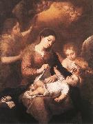 MURILLO, Bartolome Esteban Mary and Child with Angels Playing Music sg Spain oil painting artist